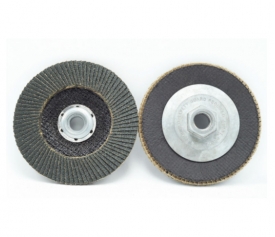 Flap disc with alloyed hub backing